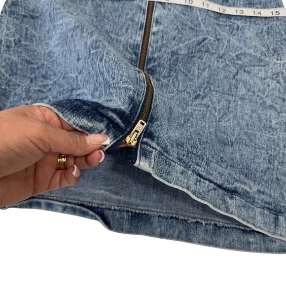 Vintage 80' Konnie o by kayo Acido Wash Denim Mini Skirt Front Zipper SZ 11/12 - Picture 8 of 11